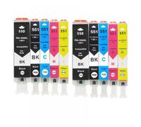 QMLQRGKF Compatible PGI-550 CLI-551 Ink Cartridge Compatible With MG6350 MG7150 IP8750 Printers(2SET)