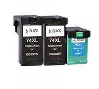 QMLQRGKF Compatible With 74 75 CB335WN CB337WN Photosmart C4200 C4280 C4345 C4380 C4385 C4480 C4580 Compatible With HP74 Compatible Ink Cartridges(2Black 1Color)