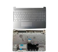 QMLQRGKF US UK Keyboard For 15-DW 15s-DU 15s-DY TPN-C139 250 G8 With Silver Palmrest Upper Cover Without Backlight Compatibility(SILVER US TYPE 1)