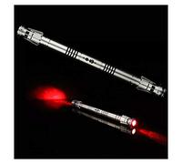 QMMD Darth Maul Lightsaber Metal Hilt Pc Blade Heavy Dueling Double Blade Double Hilts Light Saber With 5 Sets Sound Red Color Toys,Silver
