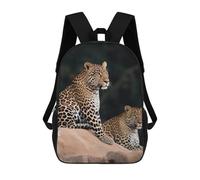 QMNALP 17-Inch Laptop Backpack for Women & Men,Large Capacity EDC Daypack,cute African Leopard on Rock Printed Travel Backpack Fits Computer,Books,Daily Essentials