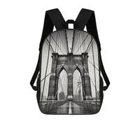 QMNALP 17-Inch Laptop Backpack for Women & Men,Large Capacity EDC Daypack,cute Brooklyn Bridge Printed Travel Backpack Fits Computer,Books,Daily Essentials