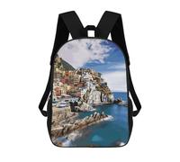 QMNALP 17-Inch Laptop Backpack for Women & Men,Large Capacity EDC Daypack,cute Cinque Terre Scenery Printed Travel Backpack Fits Computer,Books,Daily Essentials