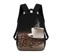 QMNALP 17-Inch Laptop Backpack for Women & Men,Large Capacity EDC Daypack,cute Coffee Cup And Coffee Beans Printed Travel Backpack Fits Computer,Books,Daily Essentials