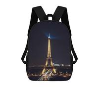 QMNALP 17-Inch Laptop Backpack for Women & Men,Large Capacity EDC Daypack,cute Eiffel Tower in Paris at Night Printed Travel Backpack Fits Computer,Books,Daily Essentials