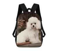 QMNALP 17-Inch Laptop Backpack for Women & Men,Large Capacity EDC Daypack,cute French Poodle Printed Travel Backpack Fits Computer,Books,Daily Essentials