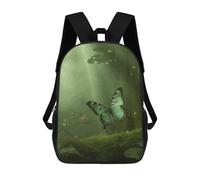 QMNALP 17-Inch Laptop Backpack for Women & Men,Large Capacity EDC Daypack,cute Green Forest Butterfly Printed Travel Backpack Fits Computer,Books,Daily Essentials