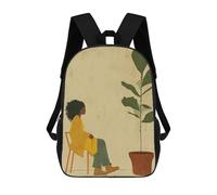 QMNALP 17-Inch Laptop Backpack for Women & Men,Large Capacity EDC Daypack,cute Potted Plant And Woman Printed Travel Backpack Fits Computer,Books,Daily Essentials