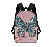 QMNALP 17-Inch Laptop Backpack for Women & Men,Large Capacity EDC Daypack,cute Rhinestone Butterfly Printed Travel Backpack Fits Computer,Books,Daily Essentials