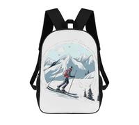 QMNALP 17-Inch Laptop Backpack for Women & Men,Large Capacity EDC Daypack,cute Skiing Theme Printed Travel Backpack Fits Computer,Books,Daily Essentials