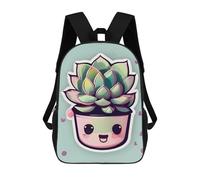 QMNALP 17-Inch Laptop Backpack for Women & Men,Large Capacity EDC Daypack,cute Smiling Succulents Printed Travel Backpack Fits Computer,Books,Daily Essentials