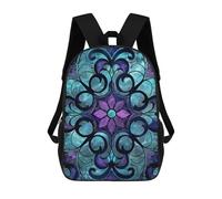 QMNALP 17-Inch Laptop Backpack for Women & Men,Large Capacity EDC Daypack,cute Stained Glass Pattern Printed Travel Backpack Fits Computer,Books,Daily Essentials
