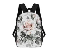 QMNALP 17-Inch Laptop Backpack for Women & Men,Large Capacity EDC Daypack,cute White Watercolor Floral Rose Printed Travel Backpack Fits Computer,Books,Daily Essentials