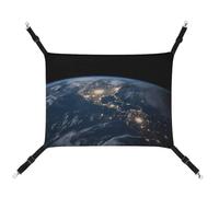 QMNALP Cat Hammock Summer Small Animal Spring Small Dog Earth from The Outer Space Printed Hammock for Ferret Puppy Rabbits Adjustable-Strap Cute and Personalized
