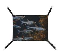 QMNALP Cat Hammock Summer Small Animal Spring Small Dog Transparent Fish Swimming Printed Hammock for Ferret Puppy Rabbits Adjustable-Strap Cute and Personalized