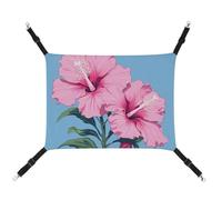 QMNALP Cat Hammock Summer Small Animal Spring Small Dog Two Hibiscus Flowers Printed Hammock for Ferret Puppy Rabbits Adjustable-Strap Cute and Personalized