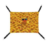QMNALP Cat Hammock Summer Small Animal Spring Small Dog Yellow Ducky with Sunglasses Printed Hammock for Ferret Puppy Rabbits Adjustable-Strap Cute and Personalized