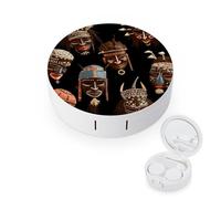 QMNALP Contact Lens Case Portable Travel Kit,cute Contact Lens Cases with Mirror African Ritual Ethnic Tribal Printed Contact Lenses Applicator Removal Tool Kit