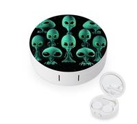 QMNALP Contact Lens Case Portable Travel Kit,cute Contact Lens Cases with Mirror Aliens Printed Contact Lenses Applicator Removal Tool Kit