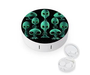 QMNALP Contact Lens Case Portable Travel Kit,cute Contact Lens Cases with Mirror Aliens Printed Contact Lenses Applicator Removal Tool Kit
