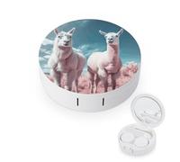 QMNALP Contact Lens Case Portable Travel Kit,cute Contact Lens Cases with Mirror Alpacas Together Printed Contact Lenses Applicator Removal Tool Kit