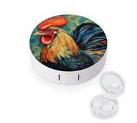 QMNALP Contact Lens Case Portable Travel Kit,cute Contact Lens Cases with Mirror Chicken Art Printed Contact Lenses Applicator Removal Tool Kit