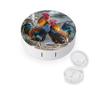 QMNALP Contact Lens Case Portable Travel Kit,cute Contact Lens Cases with Mirror Chicken Under The Tree Printed Contact Lenses Applicator Removal Tool Kit