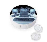 QMNALP Contact Lens Case Portable Travel Kit,cute Contact Lens Cases with Mirror Computers And Internet Printed Contact Lenses Applicator Removal Tool Kit