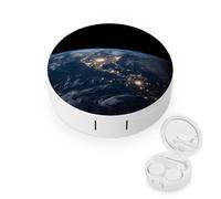 QMNALP Contact Lens Case Portable Travel Kit,cute Contact Lens Cases with Mirror Earth from The Outer Space Printed Contact Lenses Applicator Removal Tool Kit