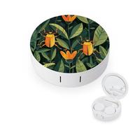 QMNALP Contact Lens Case Portable Travel Kit,cute Contact Lens Cases with Mirror Gold Beetle Pattern Printed Contact Lenses Applicator Removal Tool Kit