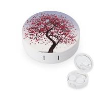 QMNALP Contact Lens Case Portable Travel Kit,cute Contact Lens Cases with Mirror Japanese Cherry Tree Printed Contact Lenses Applicator Removal Tool Kit