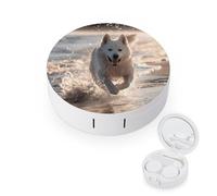 QMNALP Contact Lens Case Portable Travel Kit,cute Contact Lens Cases with Mirror Running on The Beach Printed Contact Lenses Applicator Removal Tool Kit