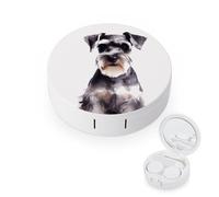 QMNALP Contact Lens Case Portable Travel Kit,cute Contact Lens Cases with Mirror Well-behaved Schnauzer Printed Contact Lenses Applicator Removal Tool Kit