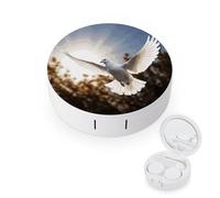 QMNALP Contact Lens Case Portable Travel Kit,cute Contact Lens Cases with Mirror White Dove Flying in The Sun Printed Contact Lenses Applicator Removal Tool Kit