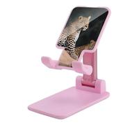 QMNALP Foldable Phone Stand Portable Adjustable Phone Holder for Desk Cute & Unique Fits Most Smartphones African Leopard on Rock Printed Phone Kickstand