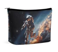 QMNALP Large Capacity Small Makeup Bag for Purse Portable Travel Toiletry Bag Boho Big Astronaut Flying in Space Printed Makeup Pouch,Gifts for Women
