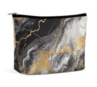 QMNALP Large Capacity Small Makeup Bag for Purse Portable Travel Toiletry Bag Boho Big Black White Gold Foil Marble Printed Makeup Pouch,Gifts for Women