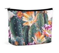 QMNALP Large Capacity Small Makeup Bag for Purse Portable Travel Toiletry Bag Boho Big Blooming Green Printed Makeup Pouch,Gifts for Women