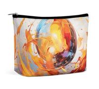 QMNALP Large Capacity Small Makeup Bag for Purse Portable Travel Toiletry Bag Boho Big Brightly Colored Spheres Printed Makeup Pouch,Gifts for Women