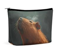 QMNALP Large Capacity Small Makeup Bag for Purse Portable Travel Toiletry Bag Boho Big Capybara with Eyes Closed Printed Makeup Pouch,Gifts for Women