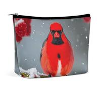 QMNALP Large Capacity Small Makeup Bag for Purse Portable Travel Toiletry Bag Boho Big Cardinal Birds Snow Cranberries Printed Makeup Pouch,Gifts for Women