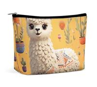 QMNALP Large Capacity Small Makeup Bag for Purse Portable Travel Toiletry Bag Boho Big Cartoon Alpaca Cute Animal Printed Makeup Pouch,Gifts for Women