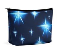 QMNALP Large Capacity Small Makeup Bag for Purse Portable Travel Toiletry Bag Boho Big Cartoon Blue Star Printed Makeup Pouch,Gifts for Women
