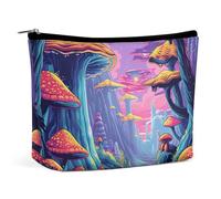 QMNALP Large Capacity Small Makeup Bag for Purse Portable Travel Toiletry Bag Boho Big Colorful Mushroom Image Printed Makeup Pouch,Gifts for Women