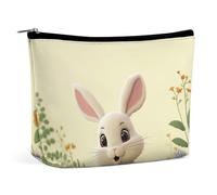 QMNALP Large Capacity Small Makeup Bag for Purse Portable Travel Toiletry Bag Boho Big Cute Bunny Printed Makeup Pouch,Gifts for Women