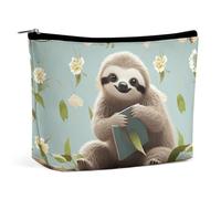 QMNALP Large Capacity Small Makeup Bag for Purse Portable Travel Toiletry Bag Boho Big Cute Sloths Printed Makeup Pouch,Gifts for Women