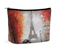 QMNALP Large Capacity Small Makeup Bag for Purse Portable Travel Toiletry Bag Boho Big Eiffel Tower Paris Painting Printed Makeup Pouch,Gifts for Women