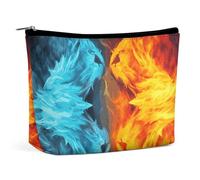 QMNALP Large Capacity Small Makeup Bag for Purse Portable Travel Toiletry Bag Boho Big Fire Vs Ice Art Printed Makeup Pouch,Gifts for Women