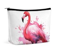 QMNALP Large Capacity Small Makeup Bag for Purse Portable Travel Toiletry Bag Boho Big Flamingo Watercolor Printed Makeup Pouch,Gifts for Women