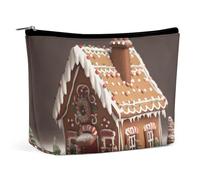 QMNALP Large Capacity Small Makeup Bag for Purse Portable Travel Toiletry Bag Boho Big Gingerbread House Printed Makeup Pouch,Gifts for Women